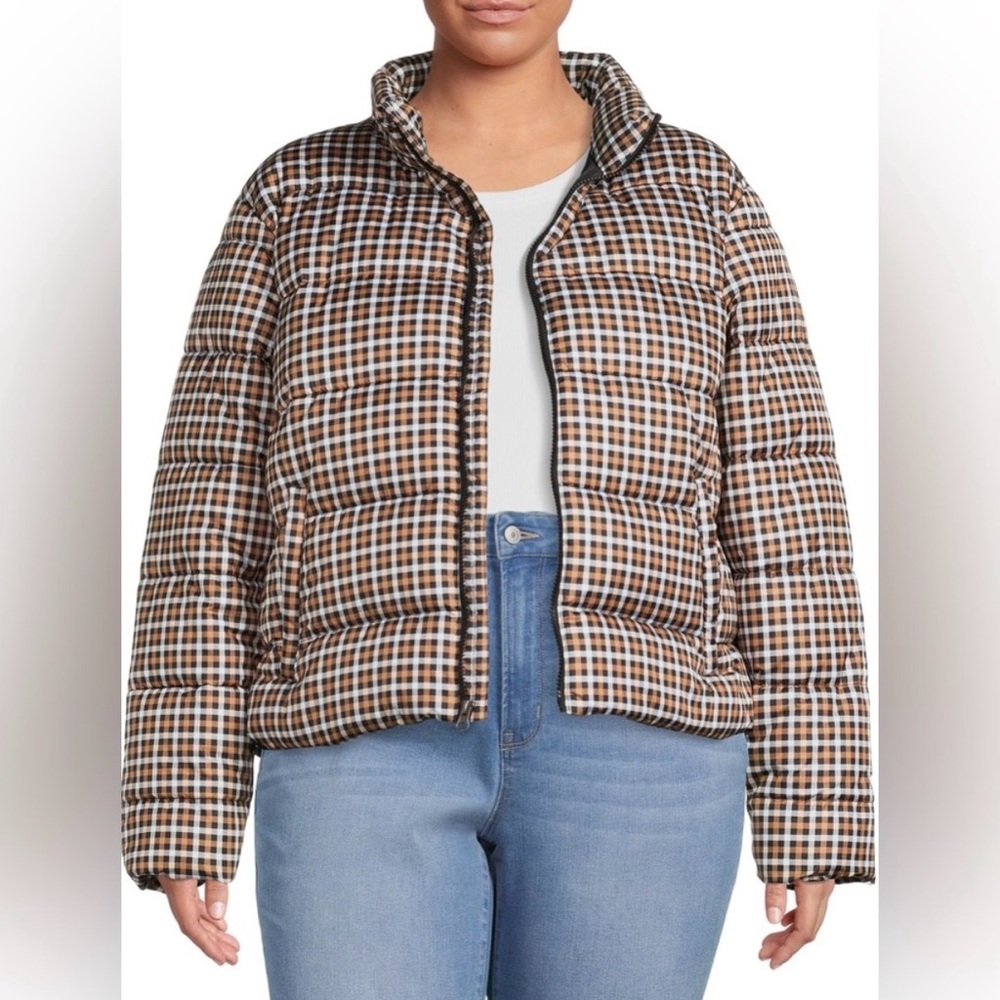 EUC Time and Tru Plaid Puffer Coat